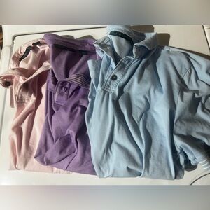 Perry Ellis set of three large Polo Shirts pink, blue, and purple